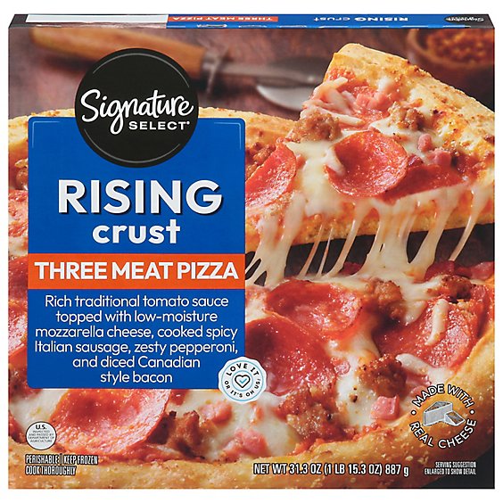 Signature SELECT Pizza Rising Crust Three Meat Frozen - 31.3 Oz