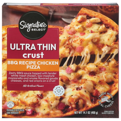 Signature SELECT Barbeque Recipe Chicken Ultra Thin Crust Frozen Pizza - 14.1 Oz