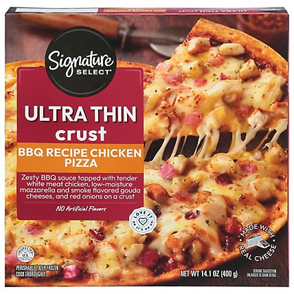 Signature SELECT Pizza Ultra Thin Crust Barbeque Recipe Chicken Frozen - 14.1 Oz - Image 2