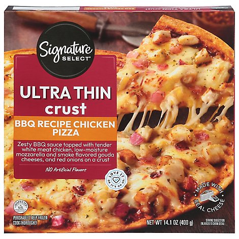 Signature SELECT Pizza Ultra Thin Crust Barbeque Recipe Chicken Frozen - 14.1 Oz