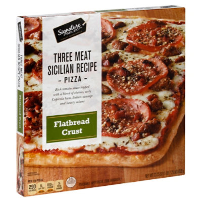 Signature SELECT Pizza Flatbread Crust Three Meat Sicilian Recipe Frozen - 23.25 Oz