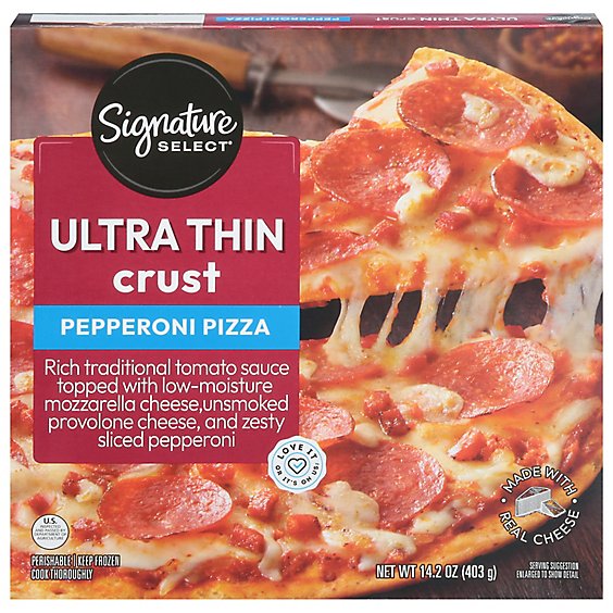 Signature SELECT Pizza Ultra Thin Crust Pepperoni Frozen - 14.2 Oz