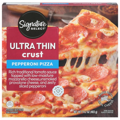 Signature SELECT Pizza Ultra Thin Crust Pepperoni Frozen - 14.2 Oz