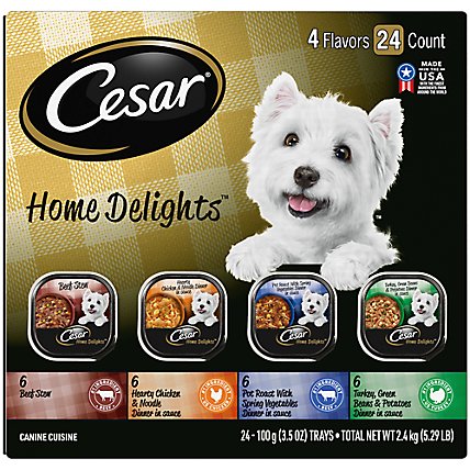 Cesar Home Delights Pot Roast Beef Stew Turkey And Chicken Wet Dog Food Variety Pack - 24-3.5 Oz - Image 1