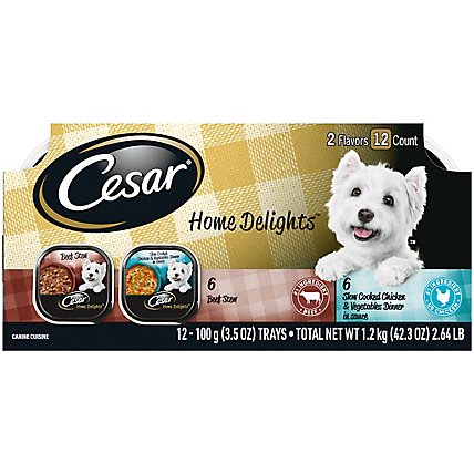 Cesar Home Delights Chicken Dinner And Beef Stew Adult Wet Dog Food Variety Pack - 12-3.5 Oz - Image 1