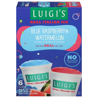 LUIGIS Real Italian Ice Fat Free Blue Raspberry & Watermelon - 6-6 Fl. Oz. - Image 2