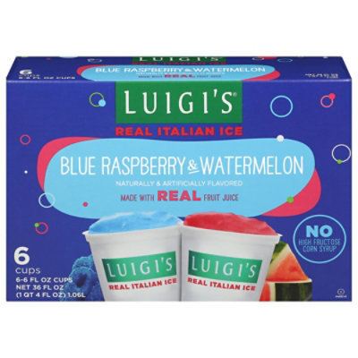 LUIGIS Real Italian Ice Fat Free Blue Raspberry & Watermelon - 6-6 Fl. Oz. - Image 2