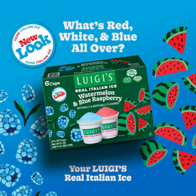 LUIGIS Real Italian Ice Fat Free Blue Raspberry & Watermelon - 6-6 Fl. Oz. - Image 2
