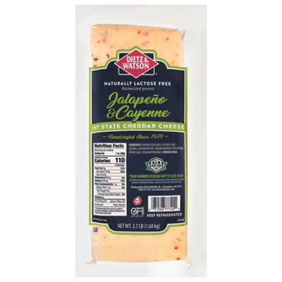 Dietz & Watson Cheese Jalapeno & Cayenne Pepper Cheddar - 0.50 LB