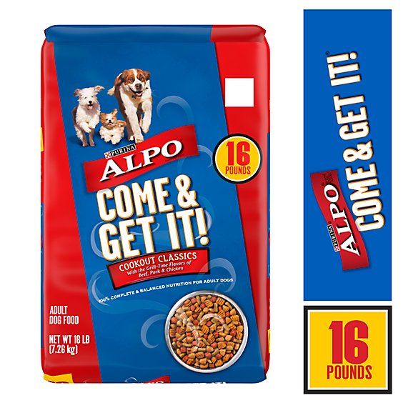 Alpo Come And Get It Grill Time Flavors Of Beef Pork & Chicken Dry Dog Food - 16 Lb