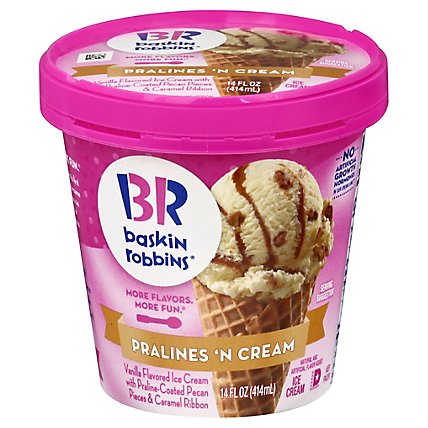 Baskin Robbins Ice Cream Pralines N Cream - 14 Fl. Oz. - Image 2