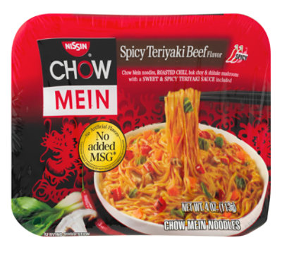 Nissin Chow Mein Noodle Premium Spicy Teriyaki Beef Flavor - 4 Oz - Image 1