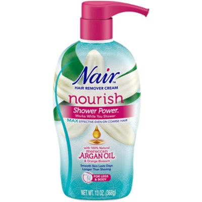 Nair Hair Remover Cream Nourish Shower Power Moroccan Argan Oil - 13 Oz