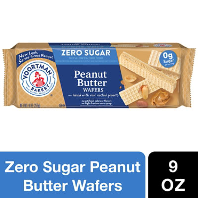 VOORTMAN Sugar Free Peanut Butter Baked Wafers with Real Roasted Peanuts - 9 Oz