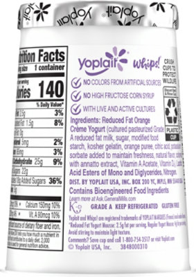 Yoplait Whips! Yogurt Mousse Low Fat Orange Creme Flavored - 4 Oz - Image 5