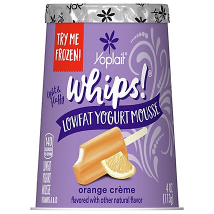 Yoplait Whips! Yogurt Mousse Low Fat Orange Creme Flavored - 4 Oz - Image 1