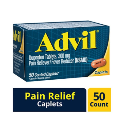 Advil Pain Reliever Fever Reducer 200mg Ibuprofen Coated Caplets - 50 Count - Image 1