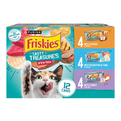 Friskies Cat Food Wet Tasty Treasures Ocean Fish Tuna & Cheese In Sauce - 12-5.5 Oz