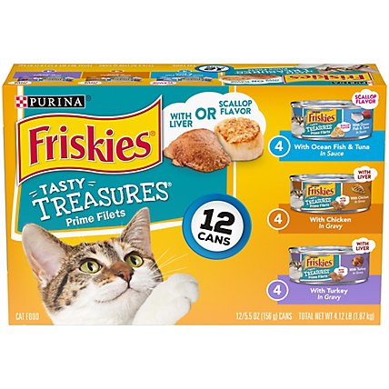 Friskies Cat Food Wet Tasty Treasures Ocean Fish Tuna & Cheese In Sauce - 12-5.5 Oz - Image 1