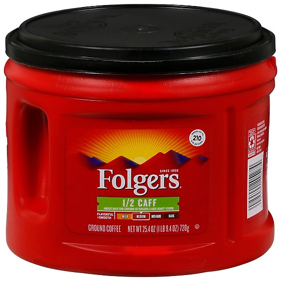 Folgers Coffee Ground Medium Roast 1/2 Caff - 25.4 Oz