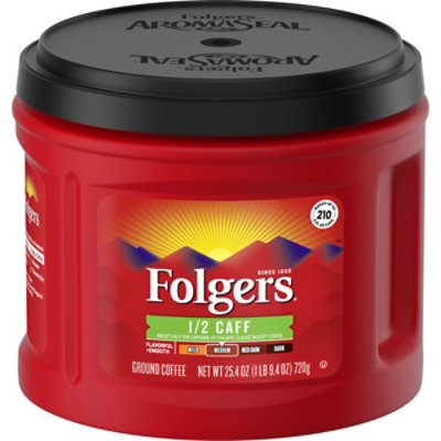 Folgers Coffee Ground Medium Roast 1/2 Caff - 25.4 Oz