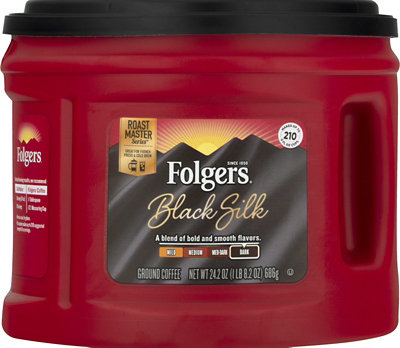 Folgers Coffee Ground Dark Roast Black Silk - 24.2 Oz