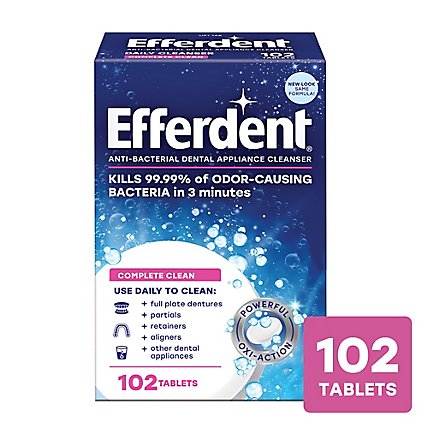 Efferdent Denture Cleanser Anti-Bacterial Tablets - 102 Count - Image 1
