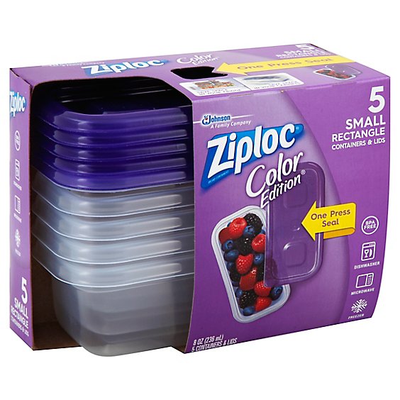 Ziploc Containers & Lids Rectangle Small Purple - 5 Count