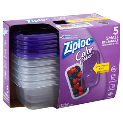 Ziploc Containers & Lids Rectangle Small Purple - 5 Count - Andronico's