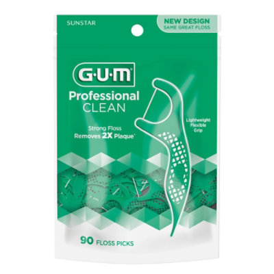 GUM Professional Clean Extra Strong Shred Resistant Easy Grip Handle Floss Picks - 90 Count - Image 3