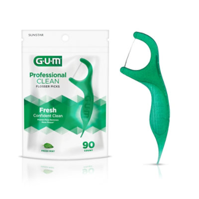 GUM Flossers Professional Clean Extra Strong Floss Fresh Mint - 90 Count