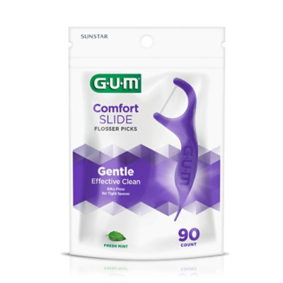 GUM Comfort Slide Fresh Mint for Tight Teeth Extra Strong Shred-Resistant Flosser Picks - 90 Count - Image 3