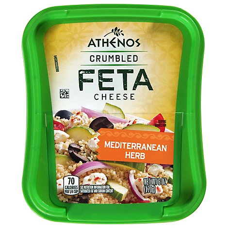 Athenos Cheese Feta Crumbled Mediterranean Herb - 6 Oz