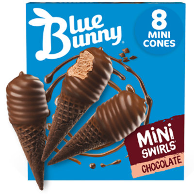 Blue Bunny Mini Swirls Chocolate Cones Frozen Dessert - 8 Count - Image 1