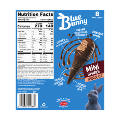 Blue Bunny Mini Swirls Chocolate Cones Frozen Dessert - 8 Count - Image 3