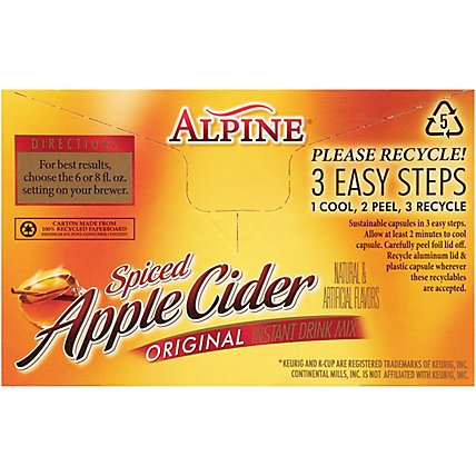 Alpine Original Spiced Apple Cider Single Serve Cups - 9.72 Oz