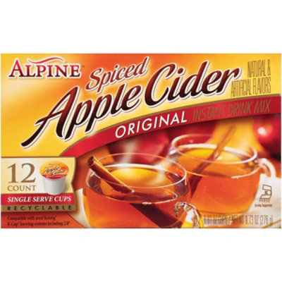 Alpine Drink Mix Single Serve Cups Instant Spiced Apple Cider Original - 12-0.81 Oz