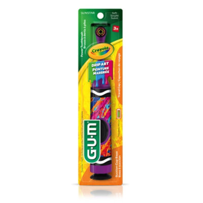 GUM Crayola Kids Ages 3 Plus With Travel Cap and Suction Cup Base Power Electric Toothbrush - Each - Image 3