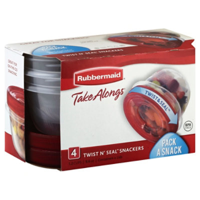 Rubbermaid Take Alongs Containers + Lids Twist N Seal Snackers 1.2 Cups - 4 Count - Image 1
