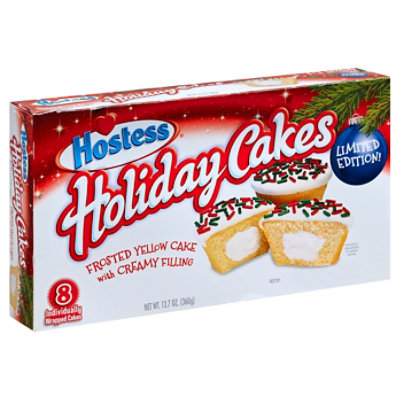 Hostess Cakes Holiday Frosted Cake with Creamy Filling Eight Cakes - 12.7 Oz