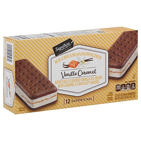 Signature SELECT Ice Cream Sandwiches Vanilla Caramel - 12-3.5 Fl. Oz.