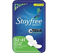 Stayfree Ultra Thin Pads With Wings Long Super Absorbency - 32 Count