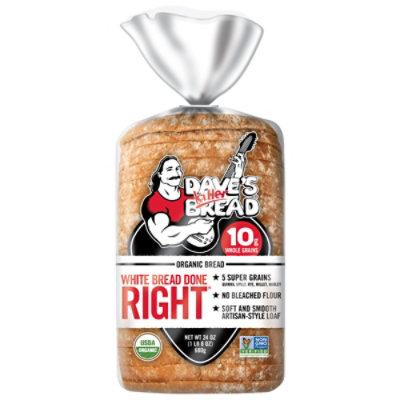 Dave's Killer Bread White Bread Done Right Artisan-Style Organic White Bread Loaf - 24 Oz