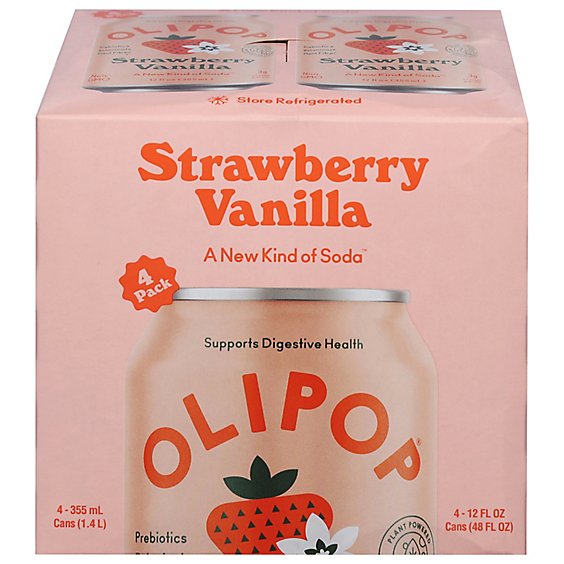 Olipop Strawberry Vanilla - 4-12 Oz