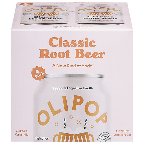 Olipop Classic Root Beer - 4-12 Oz