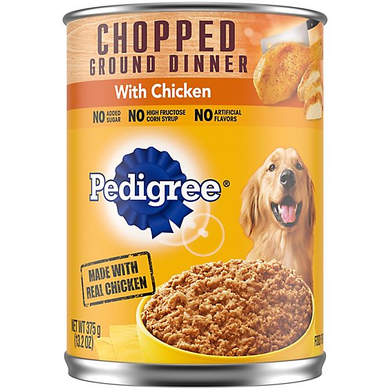 Pedigree Chopped Ground Dinner Chicken Flavor Adult Canned Soft Wet Dog Food - 13.2 Oz