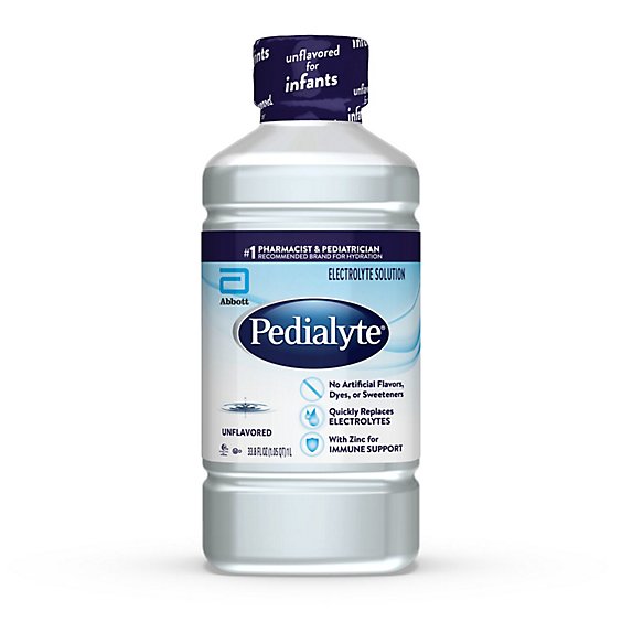 Pedialyte Electrolyte Solution Ready To Drink Unflavored - 33.8 Fl. Oz.