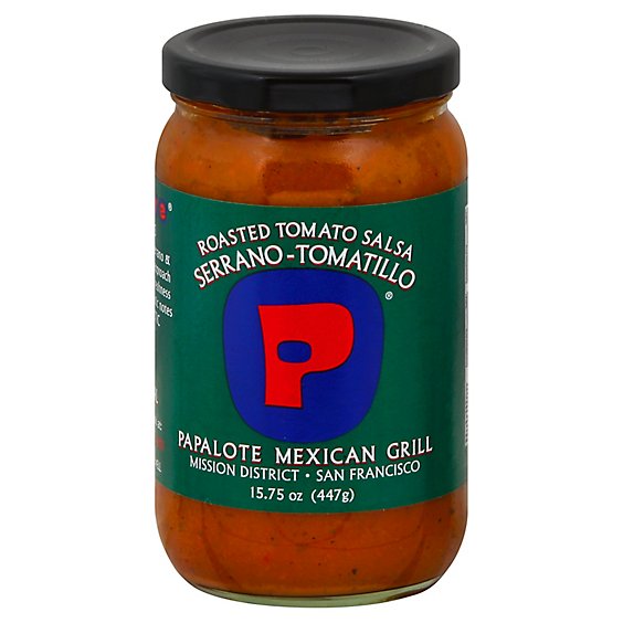 Papalote Mexican Grill Salsa Tomato Roasted Serrano-Tomatillo Jar - 15.75 Oz
