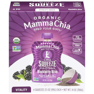 Mamma Chia Squeeze Vitality Snack Organic Blackberry Bliss - 4-3.5 Oz