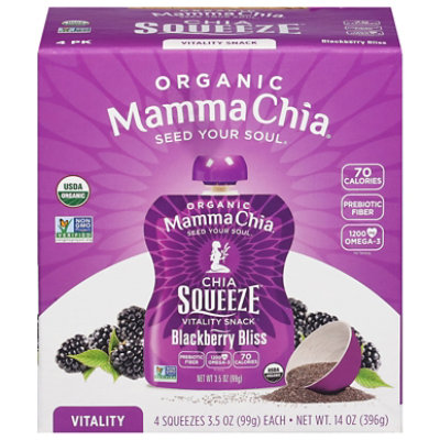 Mamma Chia Squeeze Vitality Snack Organic Blackberry Bliss - 4-3.5 Oz - Image 1